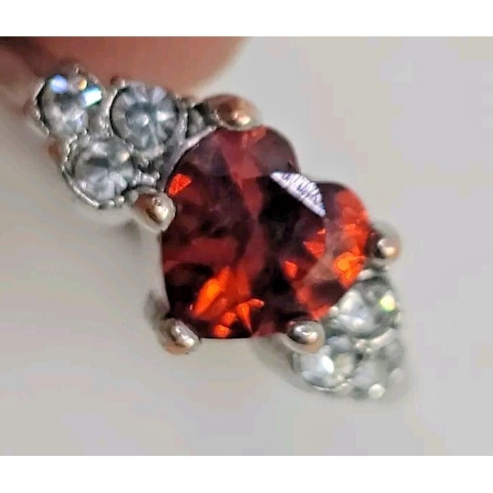 Heart‎ And Cubic Zirconia Female Ring Unknown Stone Sz 7.5 Estate Find - Picture 3 of 4